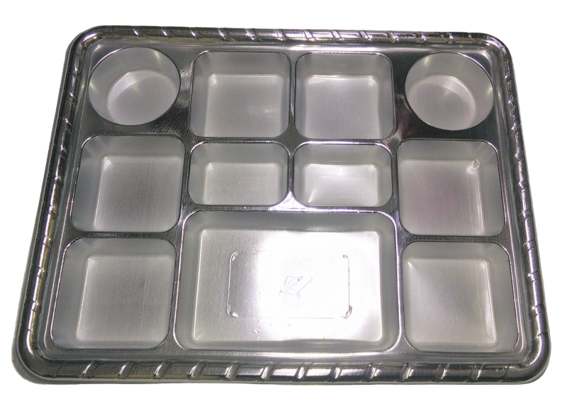 Silver 11 Compartment Disposable Plastic Thali Plates - Pack of 300