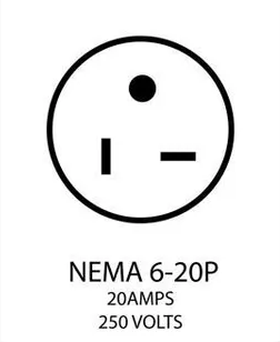 PTAC Whip 250v 20a NEMA 6-20p