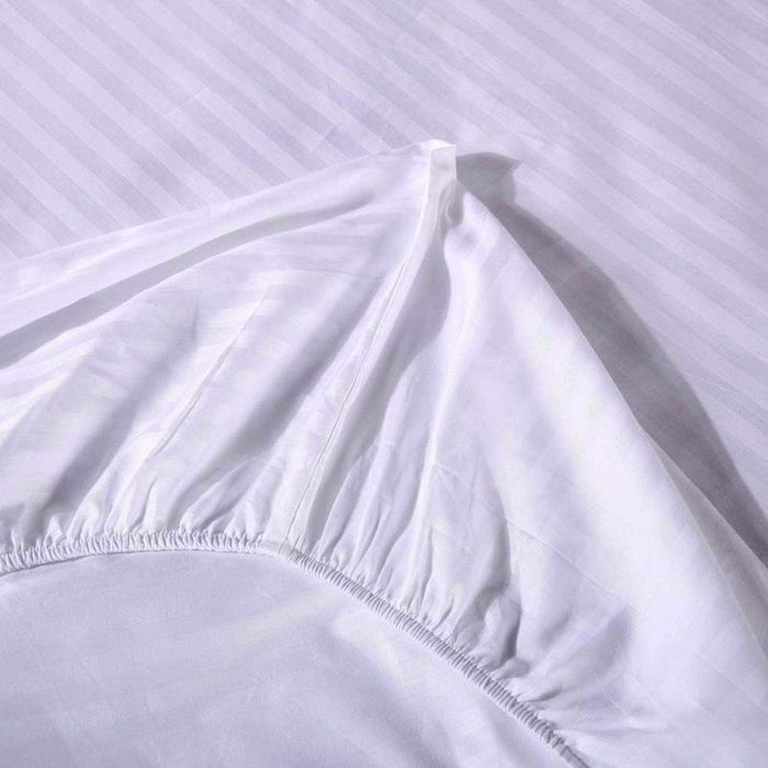 Queen Satin Stripe Fitted Bed Sheets